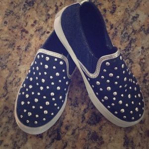 Stuart Weitzman studded denim sneakers. Size 11